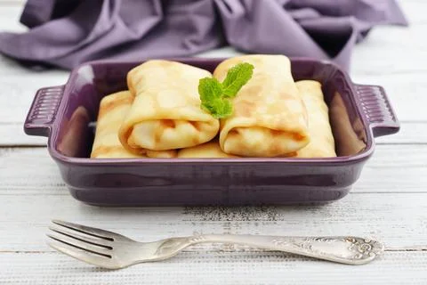 Stuffed pancakes Stock Photos
