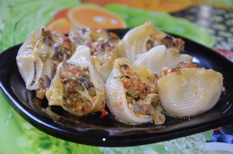 Stuffed pasta shell Stock Photos