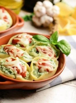 Stuffed pasta shells Stock Photos