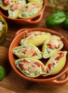 Stuffed pasta shells Stock Photos