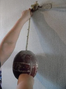 Stuffed pear, I keep it against the wall. Stock Photos