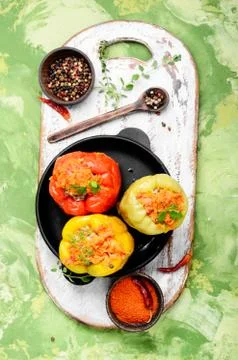 Stuffed pepper with meat Stock Photos