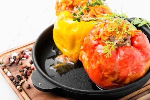 Stuffed pepper with meat Stock Photos