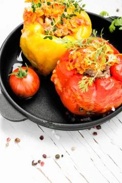 Stuffed pepper with meat Stock Photos