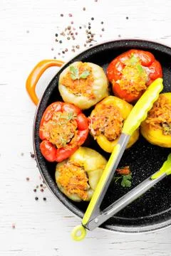 Stuffed pepper with meat Stock Photos