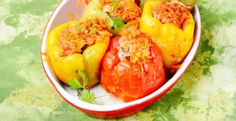 Stuffed pepper with meat Stock Photos