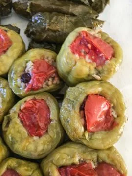 Stuffed peppers background unit isolate Stock Photos