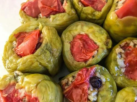 Stuffed peppers background unit isolate Stock Photos