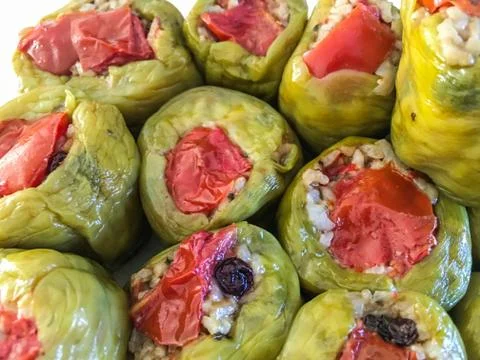 Stuffed peppers background unit isolate Stock Photos