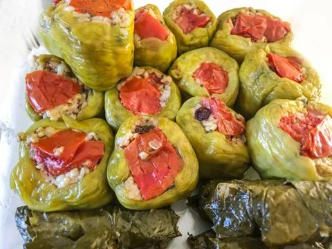 Stuffed peppers background unit isolate Stock Photos