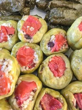 Stuffed peppers background unit isolate Stock Photos