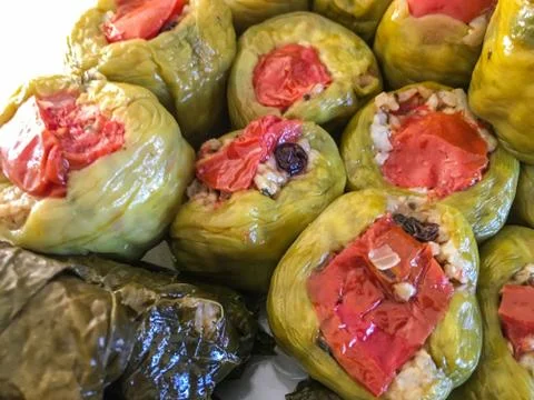 Stuffed peppers background unit isolate 스톡 사진