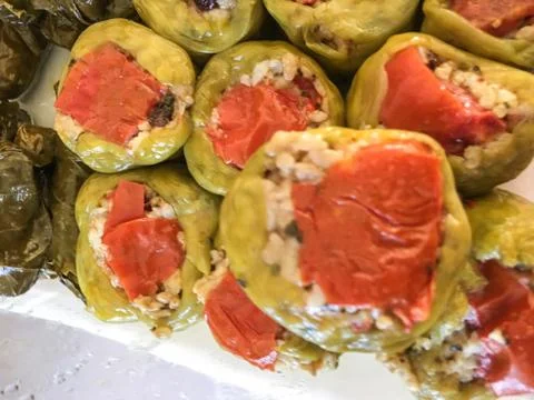 Stuffed peppers background unit isolate 스톡 사진