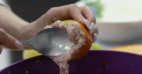 Stuffed peppers cooking Video stock 145136410