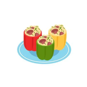 Stuffed peppers. Stock Illustration