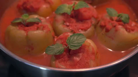 Stuffed peppers with meat Stock Footage 246674627