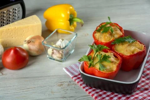 Stuffed peppers Stock Photos