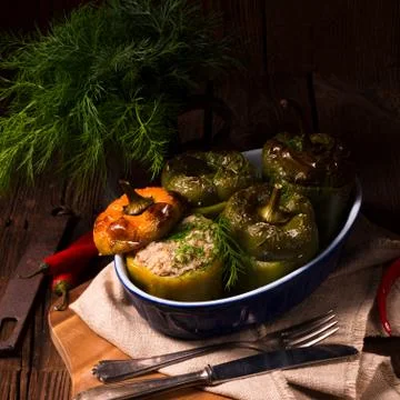 Stuffed peppers Stock Photos