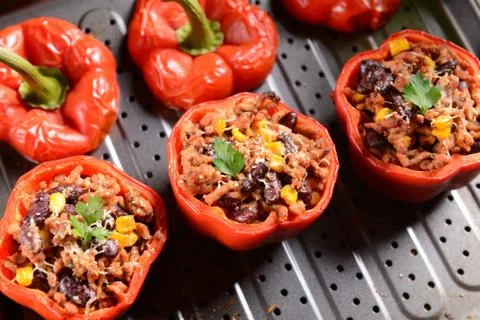 Stuffed peppers Stock Photos