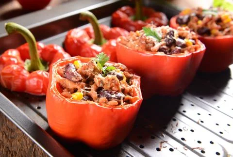 Stuffed peppers Stock Photos