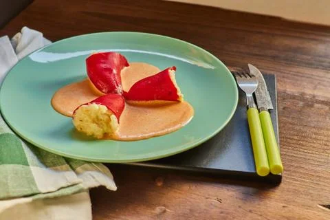 Stuffed piquillo peppers with cod Stock Photos