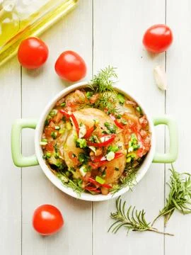 Stuffed potato halfs Stock Photos