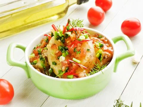 Stuffed potato halfs Stock Photos