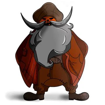 Stuffed pumpkin with beard and mustache in halloween costume illustration Stock Illustration