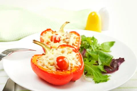 Stuffed red pepper Stock Photos