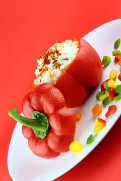 Stuffed red pepper Stock Photos