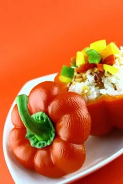 Stuffed red pepper Stock Photos