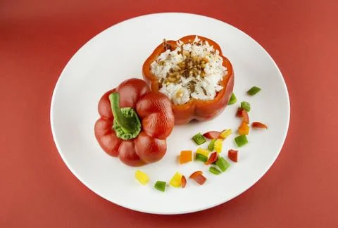Stuffed red pepper Stock Photos