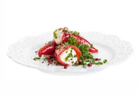 Stuffed red peppers Foto stock