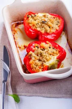 Stuffed Red Peppers Foto stock