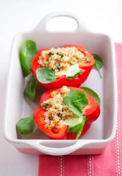 Stuffed red peppers Stock Photos