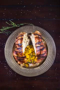 Stuffed roasted chicken Stock Photos