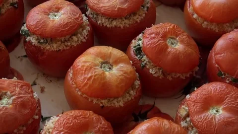Stuffed Tomatoes Stock Footage 80806705