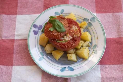 Stuffed tomatoes with rice Stock Photos