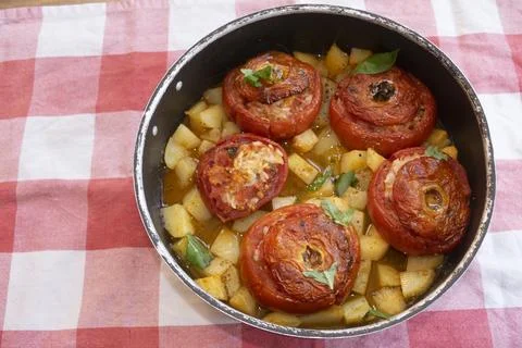 Stuffed tomatoes with rice Stock Photos