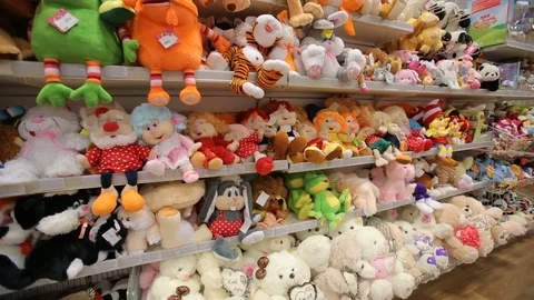 Stuffed toys in gift store Stock Footage 70963608
