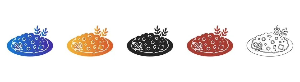 Stuffed vegetable dish icon set for dinner service Ilustración de archivo