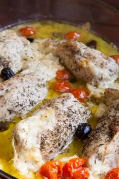 Stuffed young chicken breasts Stock Photos