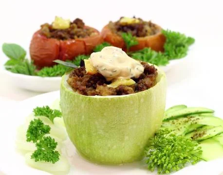 Stuffed zucchini Stock Photos