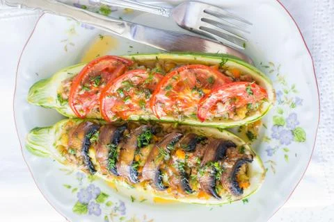 Stuffed zucchini Stock Photos