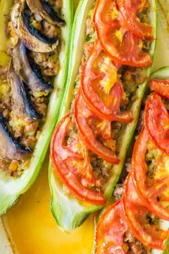 Stuffed zucchini Stock Photos