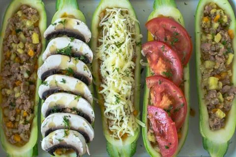Stuffed zucchini Stock Photos