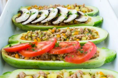 Stuffed zucchini Stock Photos