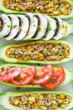 Stuffed zucchini Stock Photos