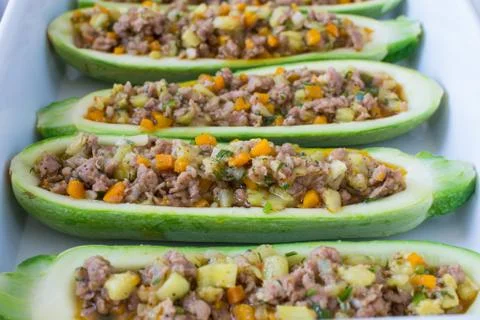 Stuffed zucchini Stock Photos