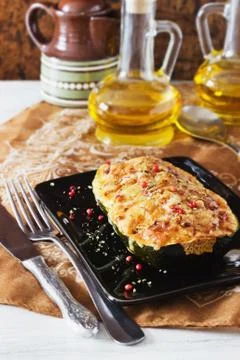 Stuffed zucchini Stock Photos